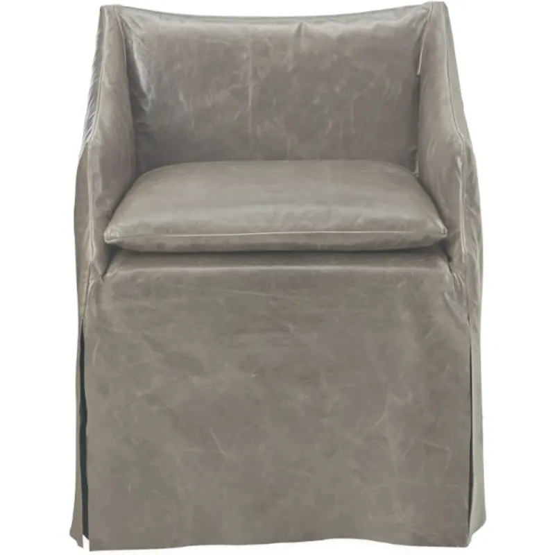 Leather Slipcovered Low Back Campaign Chair