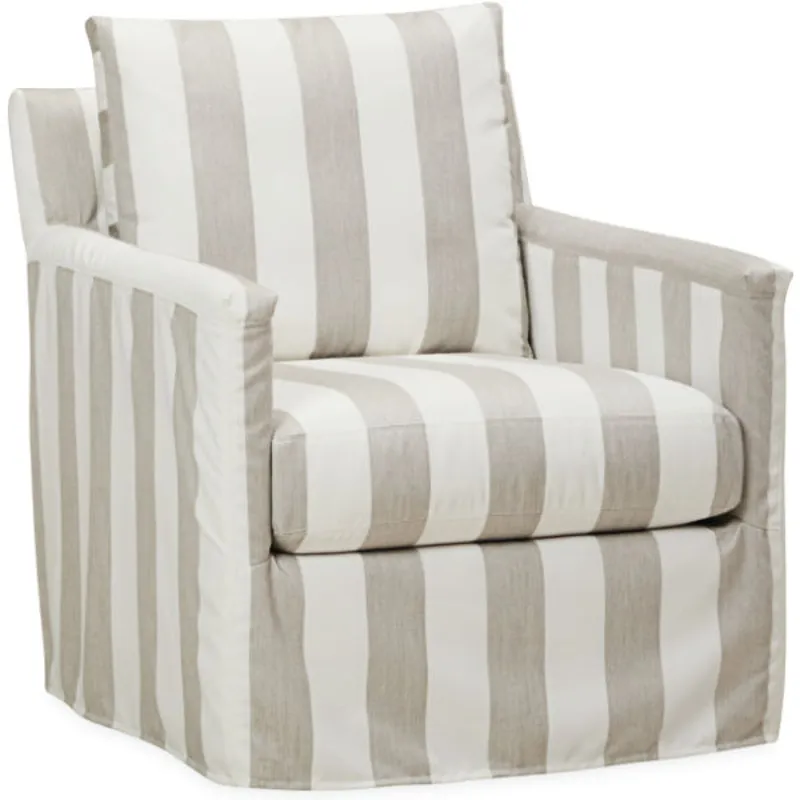 Seaside Outdoor Slipcovered Swivel Chair