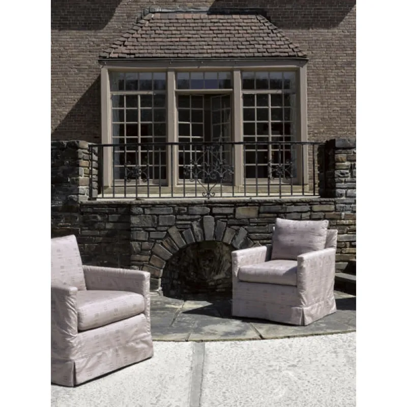 Seaside Outdoor Slipcovered Swivel Chair