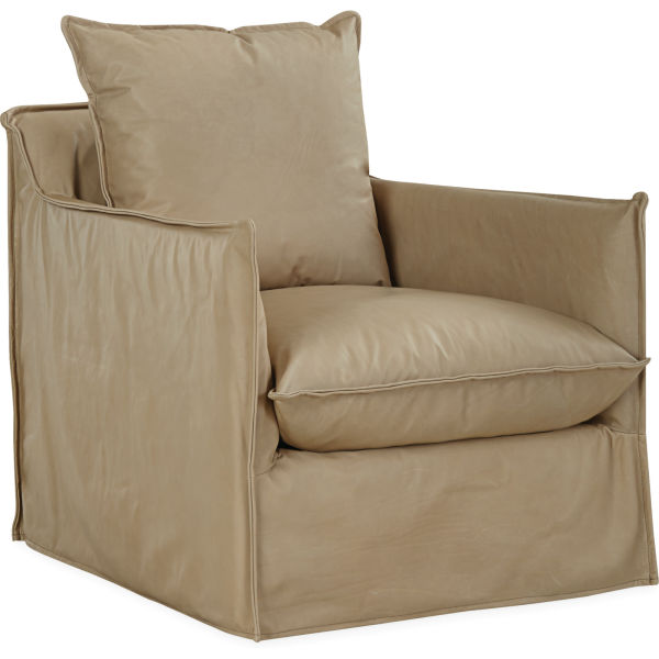 Leather Slipcovered Swivel Chair LS129701SW by Lee Industries at