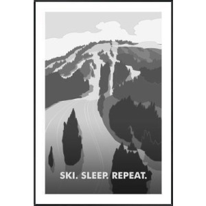 Ski, Sleep, Repeat Monochrome