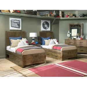 Summer Camp Panel Headboard, Brown Finish - Twin