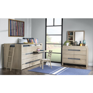 District Side Frame W Slats Weathered Oak Finish