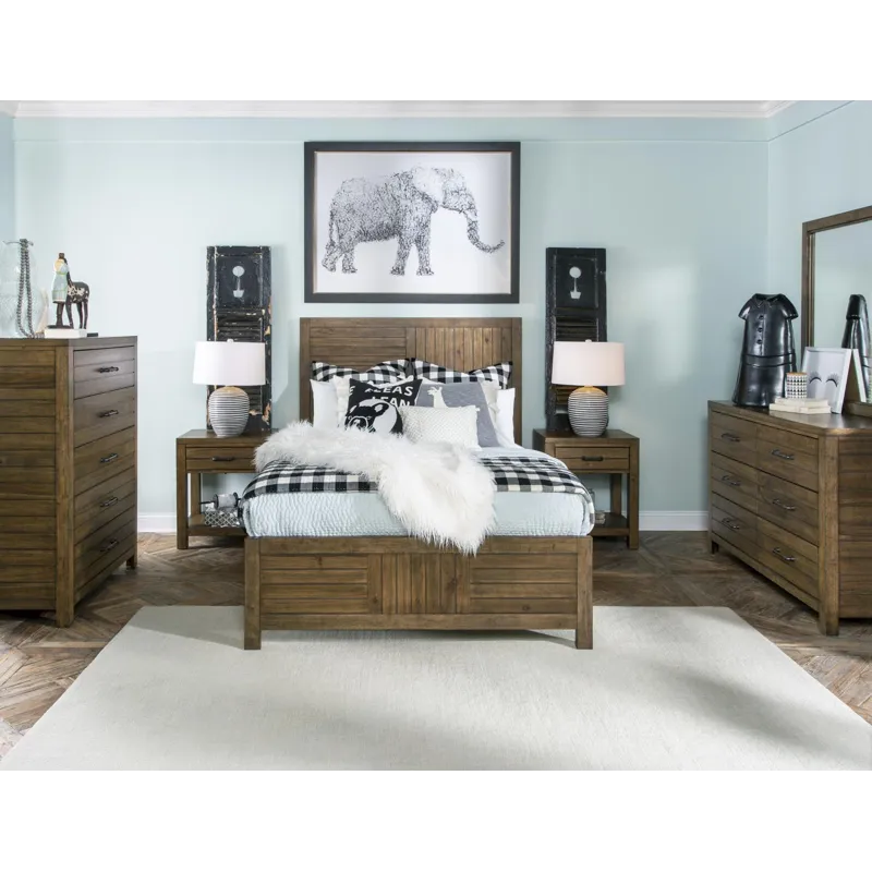 Summer Camp Panel Headboard, Brown Finish - Full