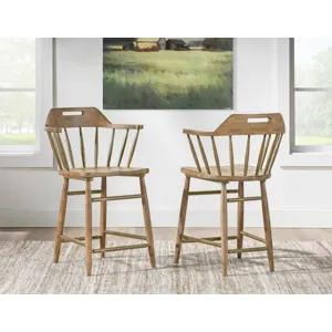 Vintage Market Counter Height Spindle Back Arm Chair With Handle Cut Out