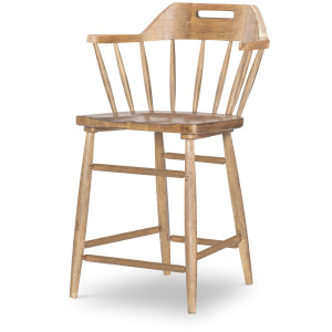 Vintage Market Counter Height Spindle Back Arm Chair With Handle Cut Out