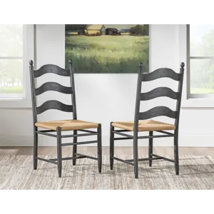 Vintage Market Rush Seat Ladder Back Side Chair