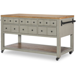 Vintage Market Kitchen Island 6 Drw W/Casters