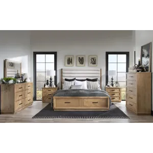 Torrance Complete Channeled Uphostered Storage Bed - Queen