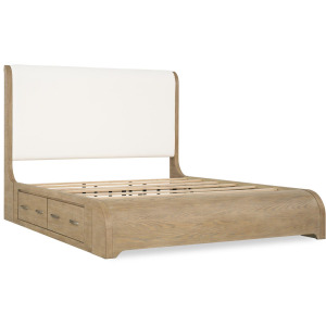 Flow Complete Upholstered Sleigh Bed W. Two Side Storage Rail - Queen