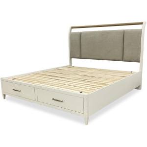Reflections Complete Upholstered Sleigh Bed W. Storage Footboard