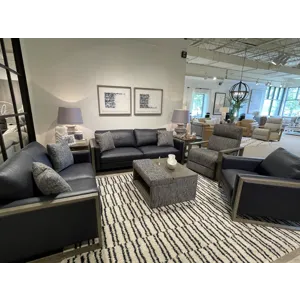 Rory Verona Indigo Ottoman W/Pop Up Tray And Storage