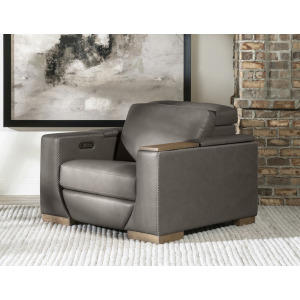 Sierra Verona Coffee Swivel Chair W/Rachet Headrest, Storage Arm, Wood Swivel Top, Power Grommet, And Ipad Holder