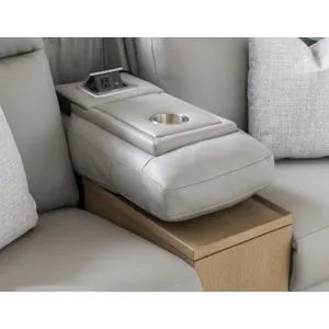 Tate Verona Smoke P2 Loveseat With Dd Armrest, Cupholder, 110 Power, Wood Swivel Table, And 2 Pillow