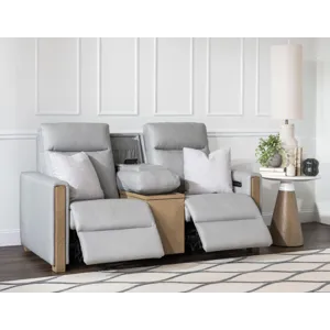 Tate Verona Smoke P2 Loveseat With Dd Armrest, Cupholder, 110 Power, Wood Swivel Table, And 2 Pillow
