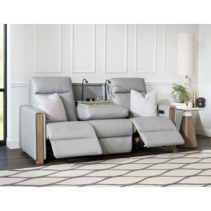 Tate Verona Smoke P2 Sofa With Wood Top Ddt, Cupholders, Wireless Charging, 2 Reading Lights, 110 Power Usbc, And 2 Pillows