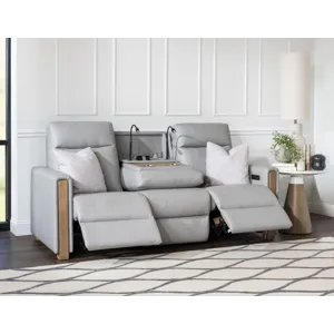 Tate Verona Smoke P2 Sofa With Wood Top Ddt, Cupholders, Wireless Charging, 2 Reading Lights, 110 Po