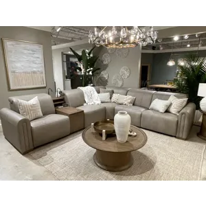 Harmony Sectional Verona Flax P2 Swivel Glider W/Wood Trim