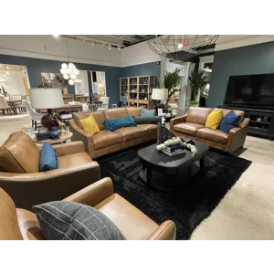 Today\'s Traditions Sofa Positano Clay/Roma Brandy Wood Base Loveseat W/Nail Head Trim, W/2-18\" Dow