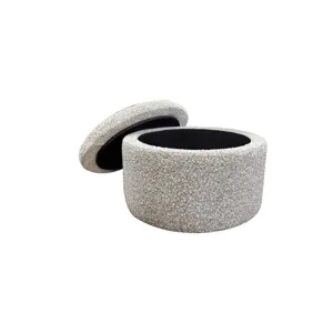 Kaya Verona Toffee 30\" Round Castered Ottoman With Wood Tray Overlay