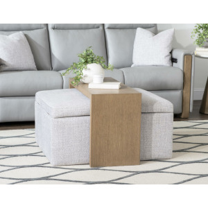 Tate Verona Smoke Square Castered Storage Ottoman With Wood Tray