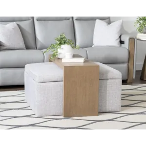 Tate Verona Smoke Square Castered Storage Ottoman With Wood Tray