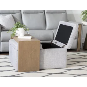 Tate Verona Smoke Square Castered Storage Ottoman With Wood Tray