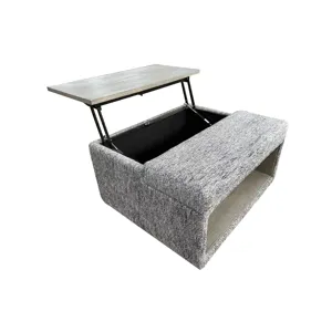 Rory Verona Indigo Ottoman W/Pop Up Tray And Storage