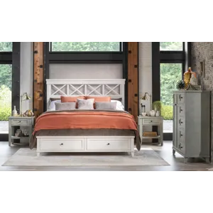 XXX\'s and OOO\'s Complete Panel Bed W Storage Footboard - King