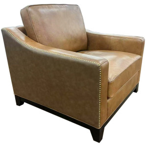 Today's Traditions Sofa Positano Clay/Roma Brandy Wood Base Chair W/Nail Head Trim