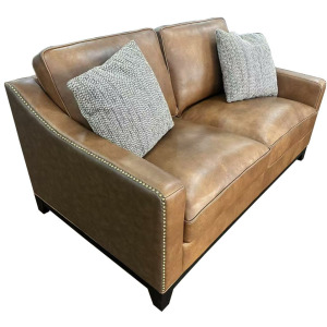 Today's Traditions Sofa Positano Clay/Roma Brandy Wood Base Loveseat W/Nail Head Trim, W/2-18