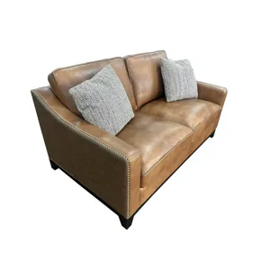 Today\'s Traditions Sofa Positano Clay/Roma Brandy Wood Base Loveseat W/Nail Head Trim, W/2-18\" Dow