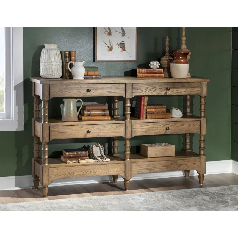Vintage Market Turned Leg Console Storage Table 4 Drw