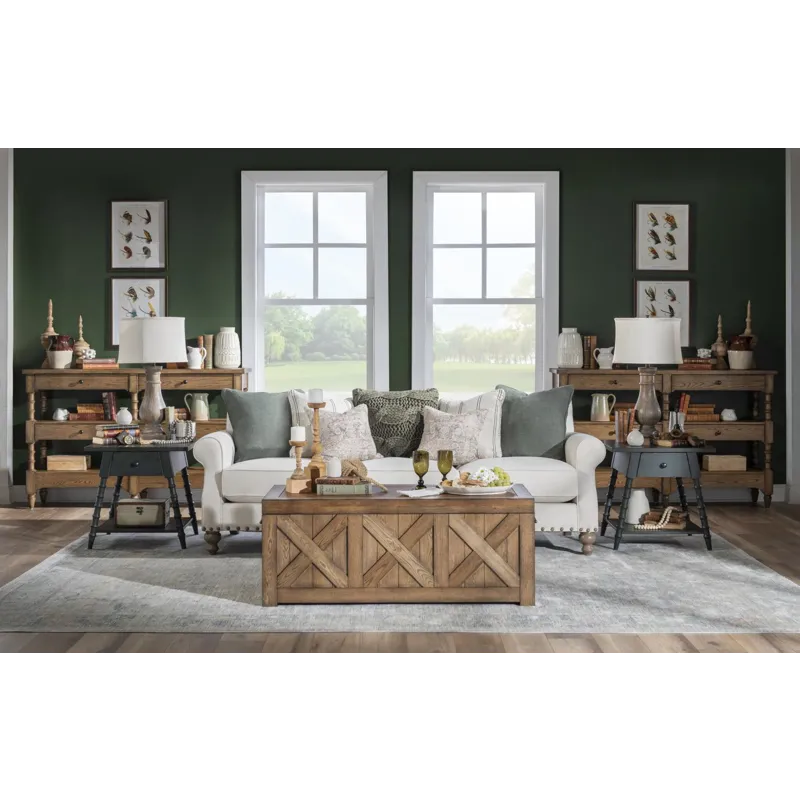 Vintage Market Turned Leg Console Storage Table 4 Drw