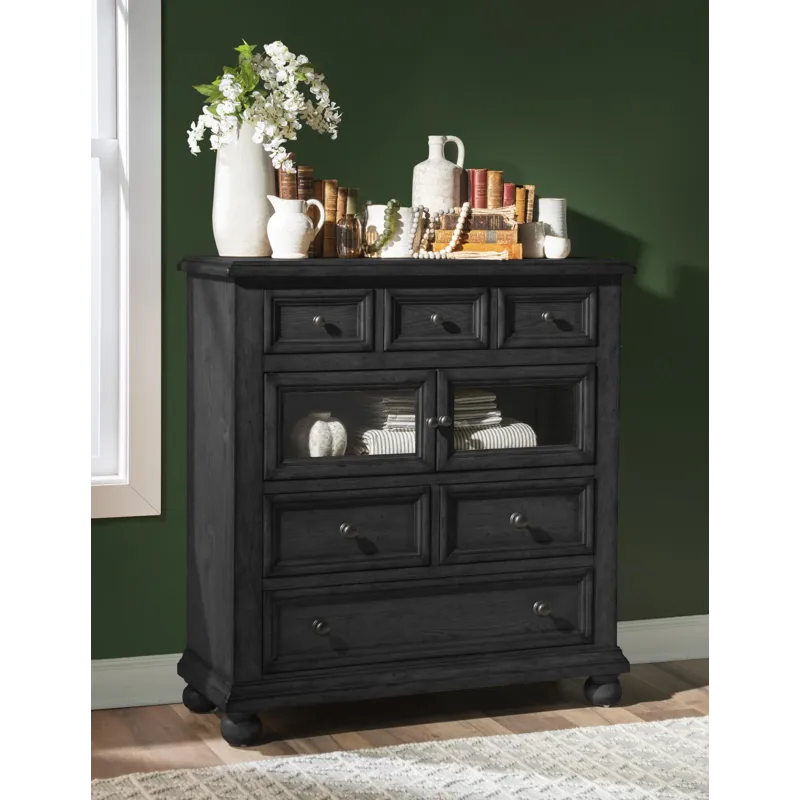 Vintage Market Glass Door 6 Drawer Chest