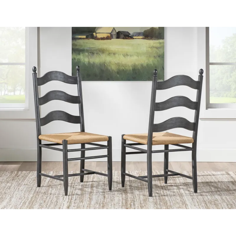 Vintage Market Rush Seat Ladder Back Side Chair