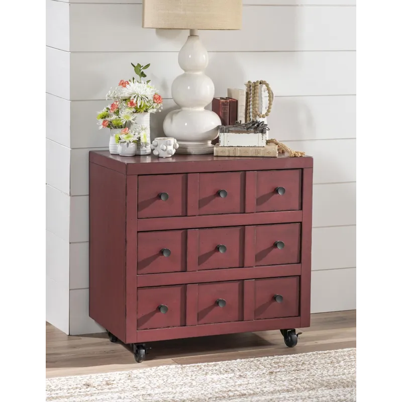 Vintage Market Nightstand 3 Drw W Casters