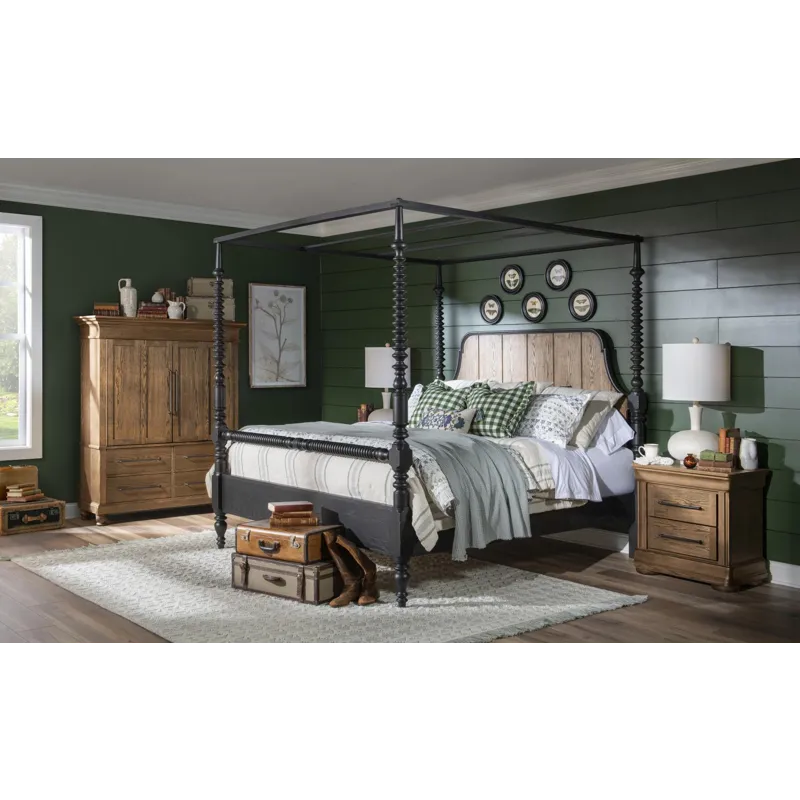 Vintage Market Complete Bobbin Post Canopy Bed Ca - King/California King