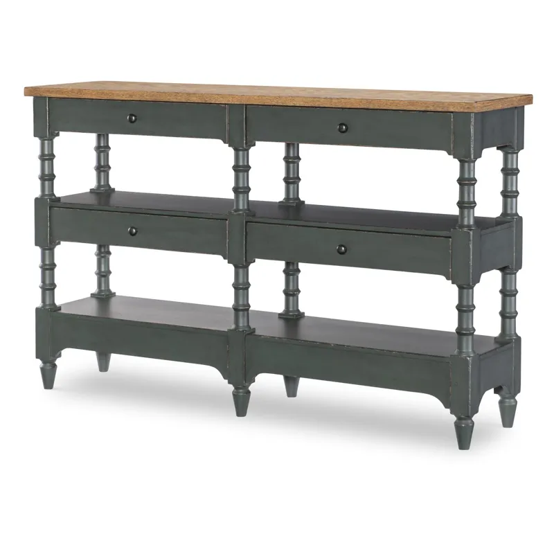 Vintage Market Turned Leg Console Storage Table 4 Drw