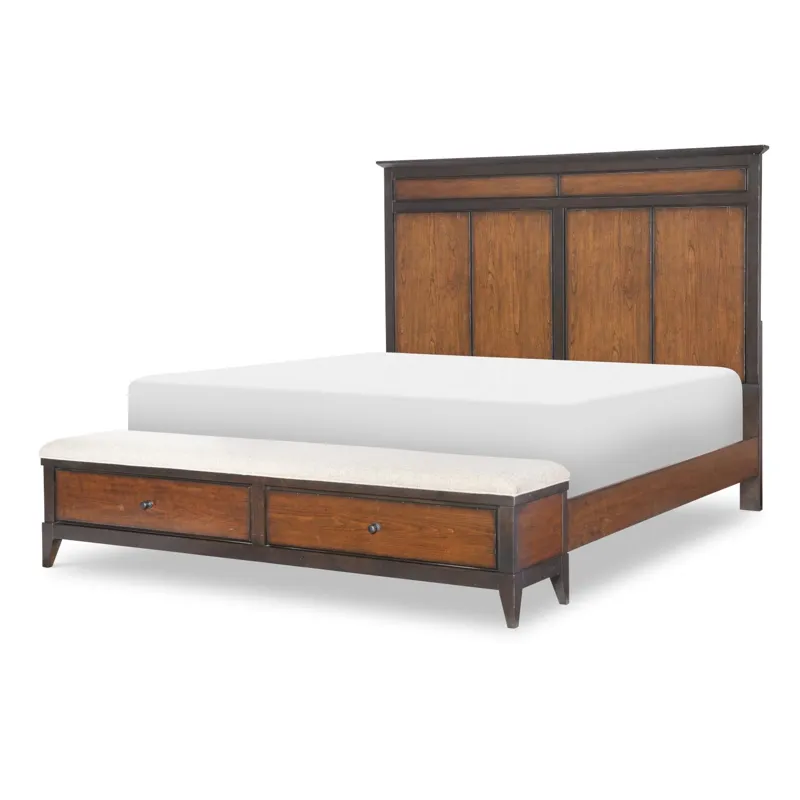Fenmore Complete Panel Bed W Storage Bench - King