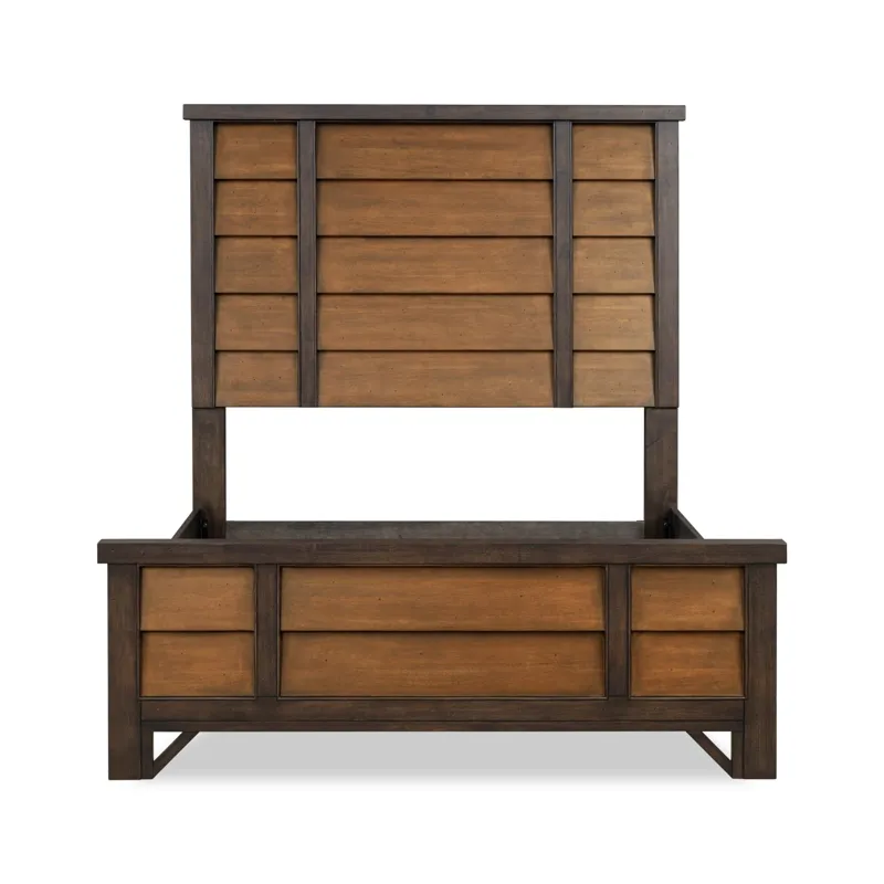 Lake House Complete Two Tone Horizontal Slat Panel Bed - Queen