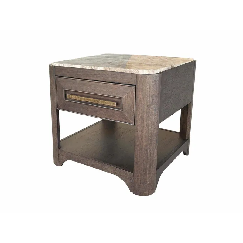 Lancia Square End Table With Stone Top