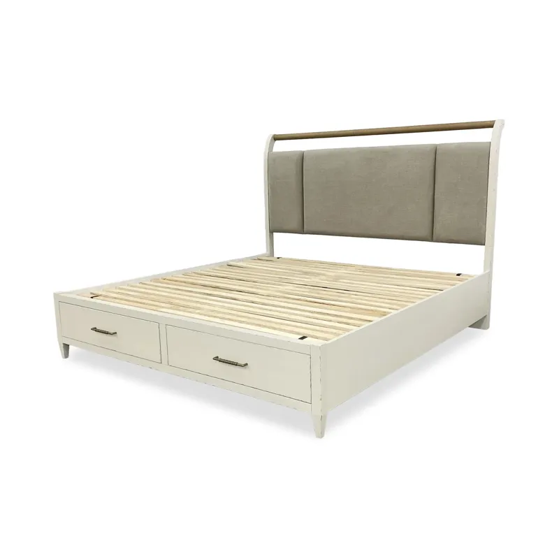 Reflections Complete Upholstered Sleigh Bed W. Storage Footboard