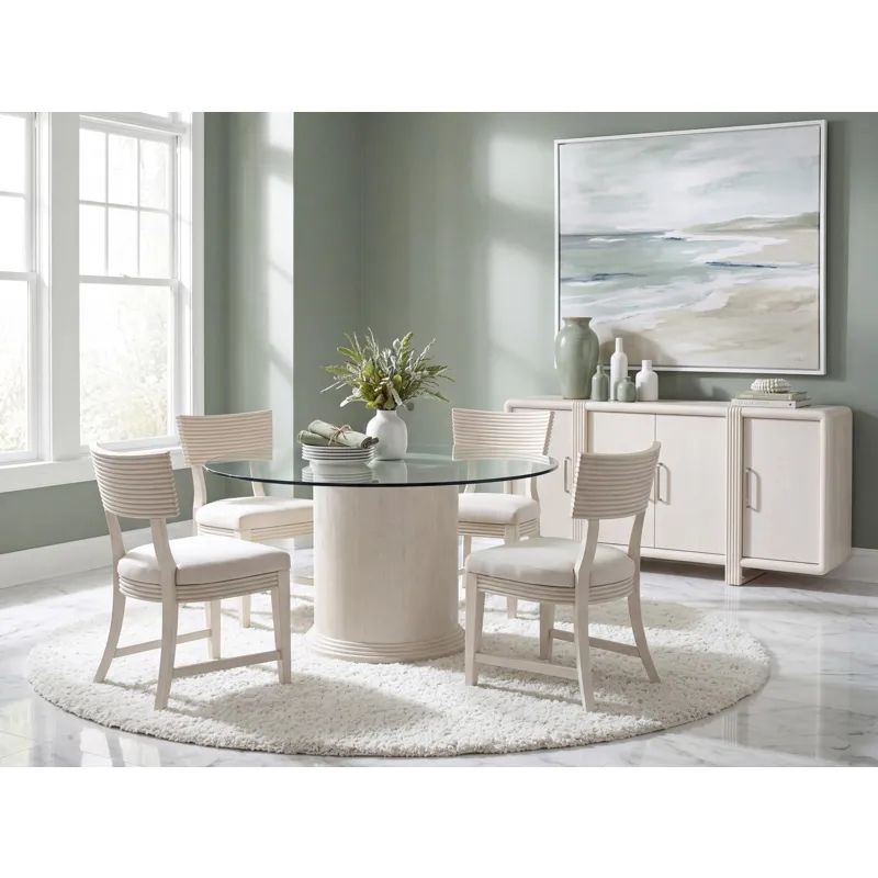 Maren Complete Round Glass Top Dining Table