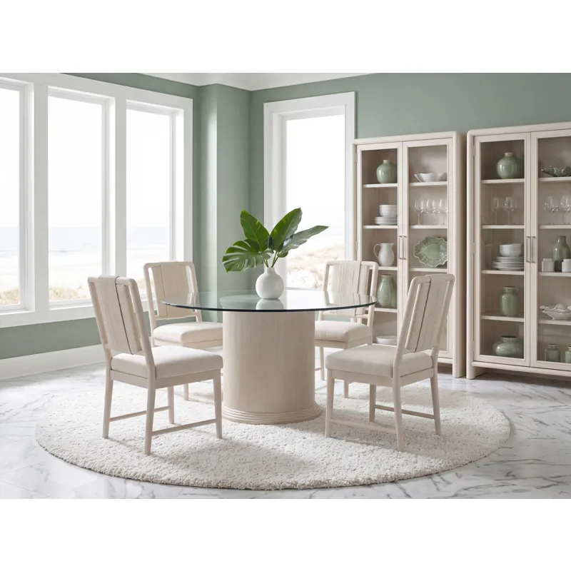 Maren Complete Round Glass Top Dining Table