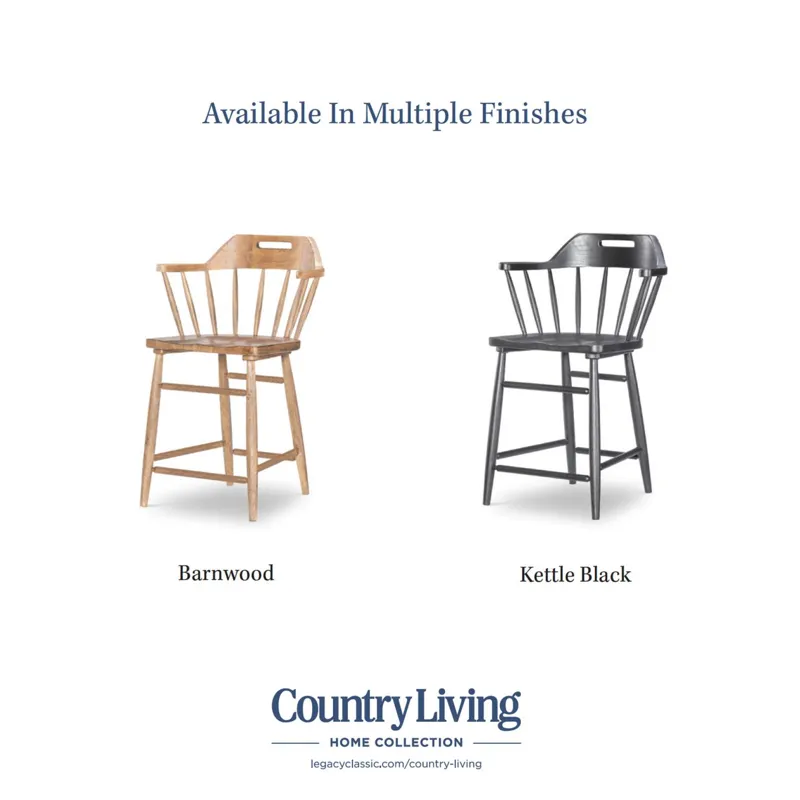 Vintage Market Counter Height Spindle Back Arm Chair With Handle Cut Out