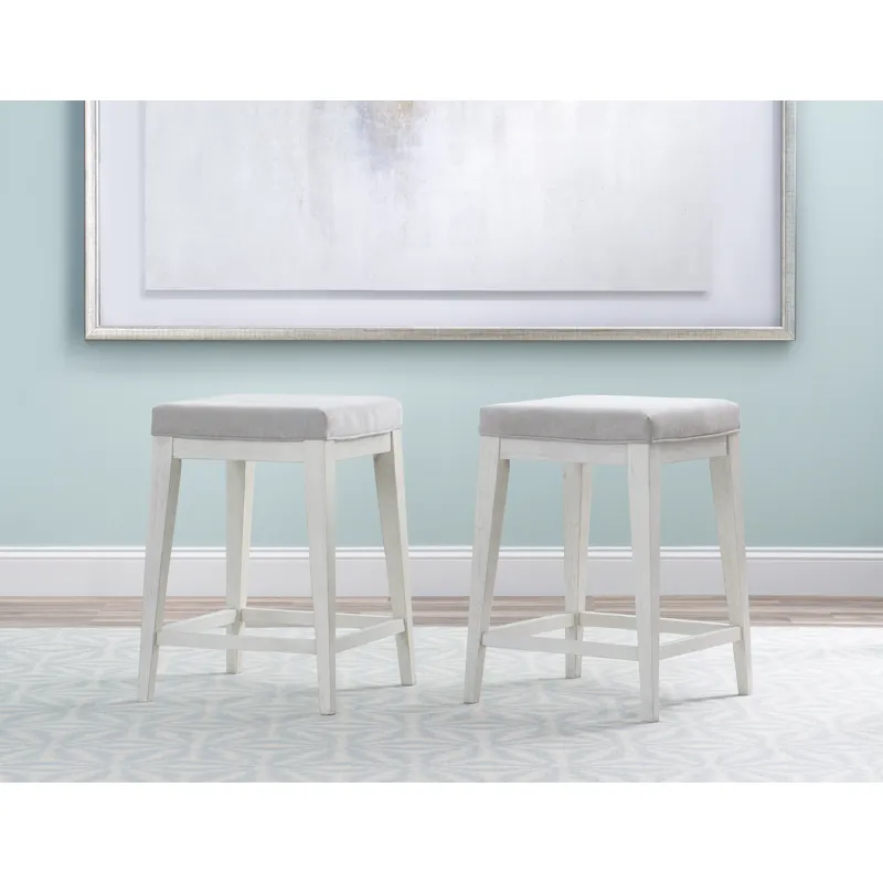 Edgewater Sand Dollar Uph Stool White Finish