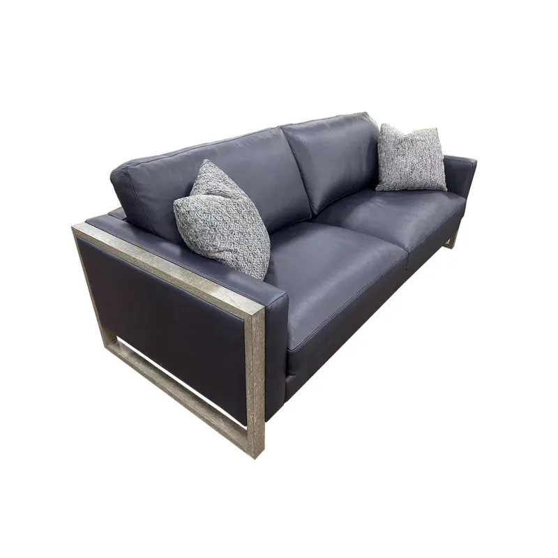 Rory Verona Indigo Wood Arm Down Sofa W/2-18 \" Down Blend Pillows