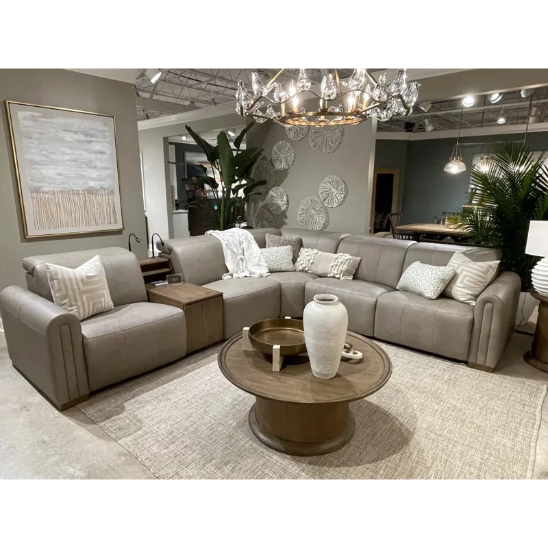 Harmony Sectional Verona Flax P2 Swivel Glider W/Wood Trim