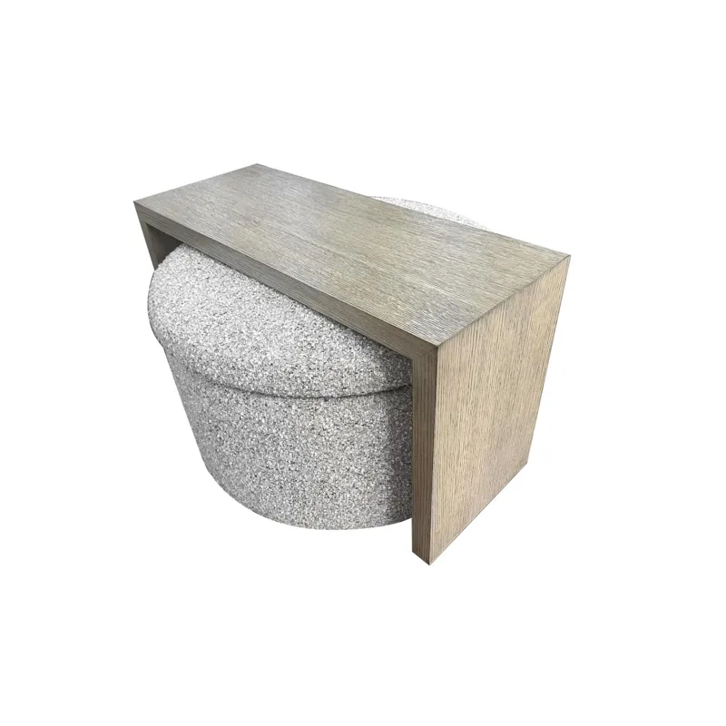 Kaya Verona Toffee 30\" Round Castered Ottoman With Wood Tray Overlay